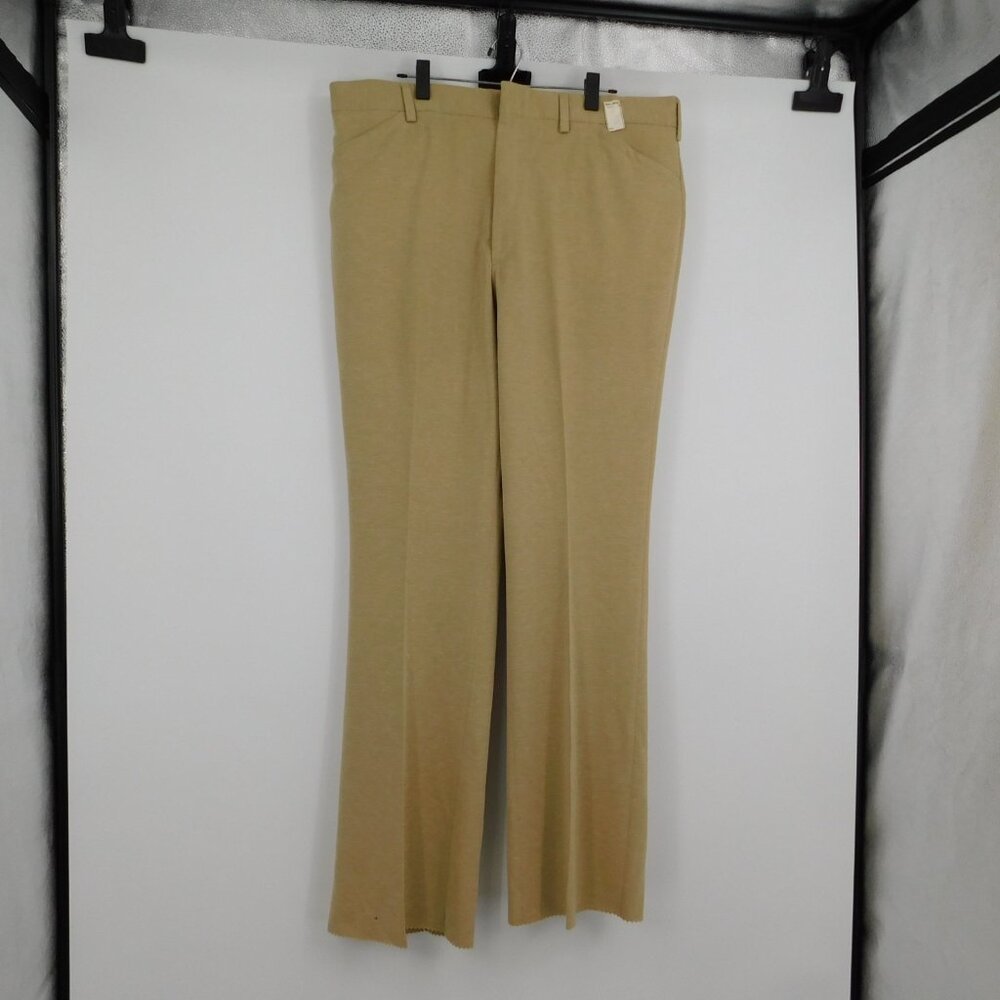Jantzen Vintage Men Tan Poly Blend Flat Front Golf Pants Size 42 New Unfinished